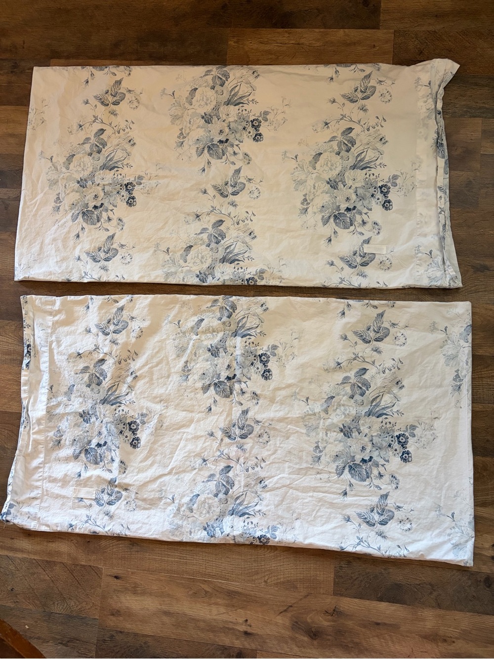 Cabbages and Roses Blue Floral Pillowcases - Set of 2 Cottage Shabby Chic
